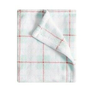 Parent’s Choice Plush Baby Blanket Plaid White Red Mint Green New